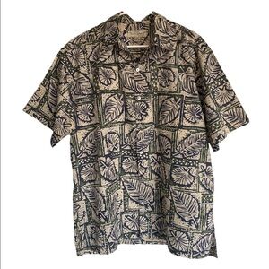 Tori RICHARD Aloha Hawaiian Shirt w/ Monsterra Leaves Men L Large